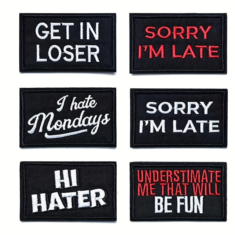 20pcs Red Letter Badge Cartoon Stickers Embroidered Chapter Patch Cloth Stickers