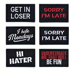 20pcs Red Letter Badge Cartoon Stickers Embroidered Chapter Patch Cloth Stickers