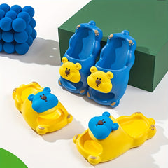 JIAGEYA Cartoon Bear Slippers For Boys Non Slip Lightweight Open Toe Slippers