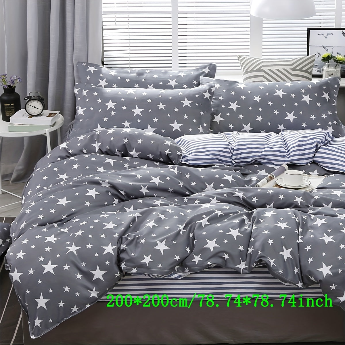 3pcs Star Print Duvet Cover Set Soft Microfiber Bedding 2 Pillowcase