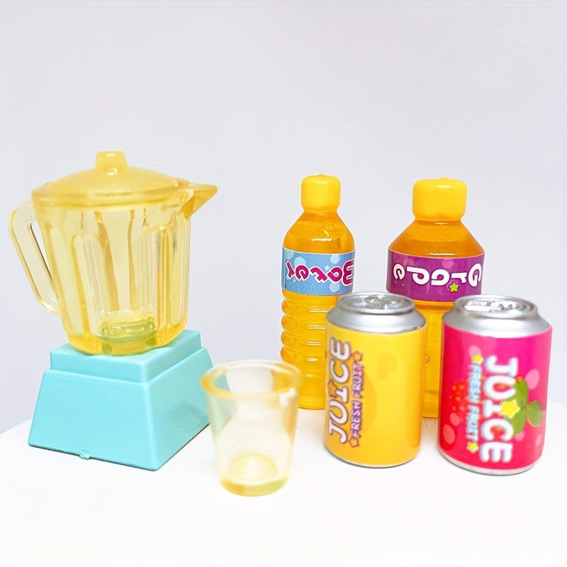 6pcs Dollhouse Juicer & Juice Cup Set- Realistic Accessories Blender Measuring