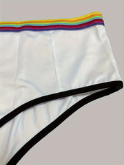  Sexy Colorful Striped Panty, Soft & Stretchy, Contrast Binding