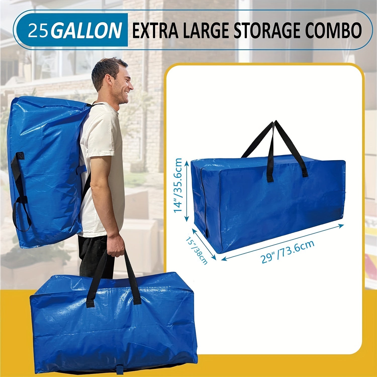 3pcs Extra Large Moving Bags - Heavy Duty Storage Container