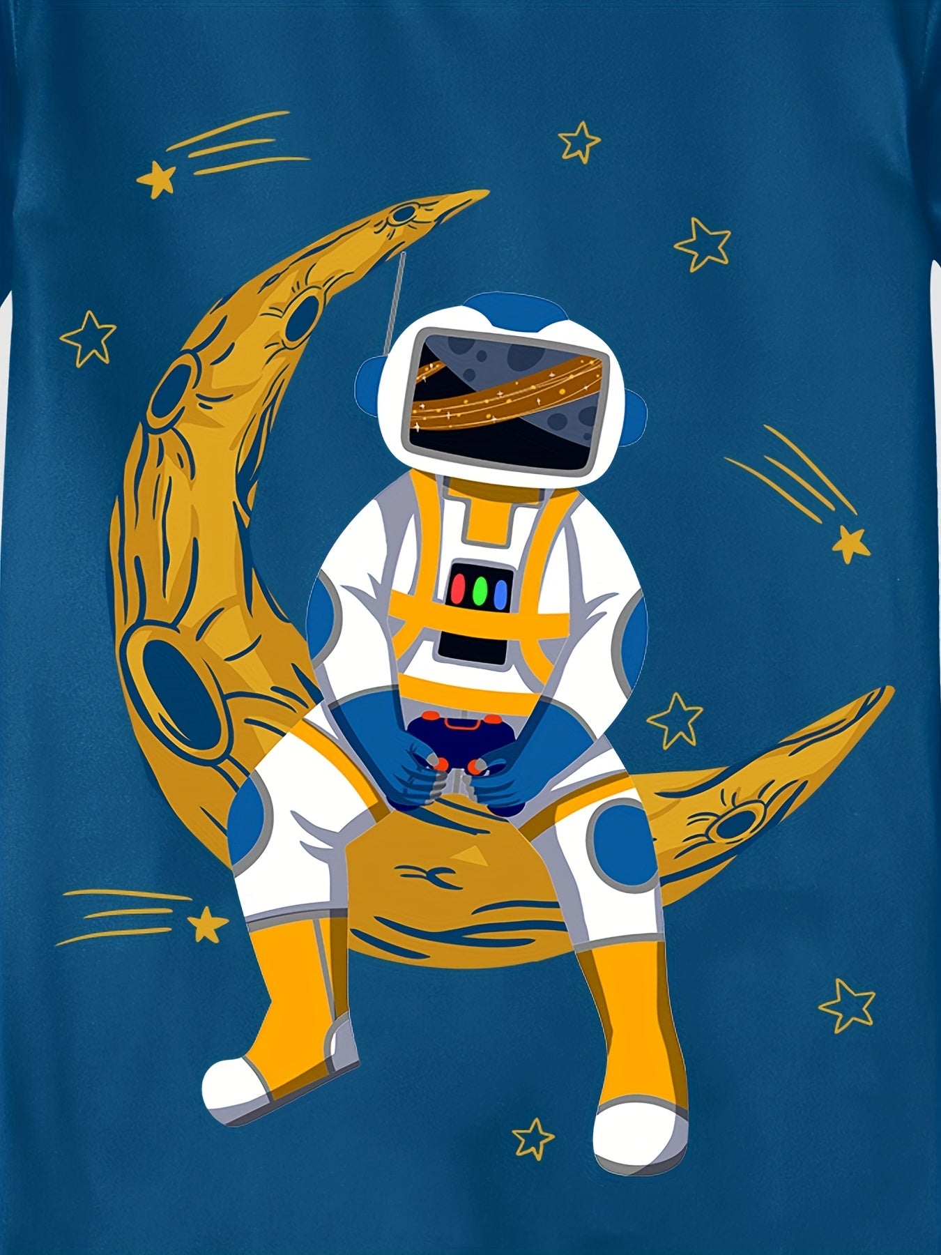 Boy's Moon Astronaut Pajama Set Short Sleeve Top & Shorts