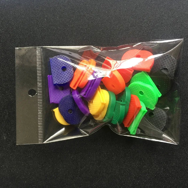 32Pcs Random Hollow Silicone Key Cap Covers Topper Key Holder Elastic Keyring