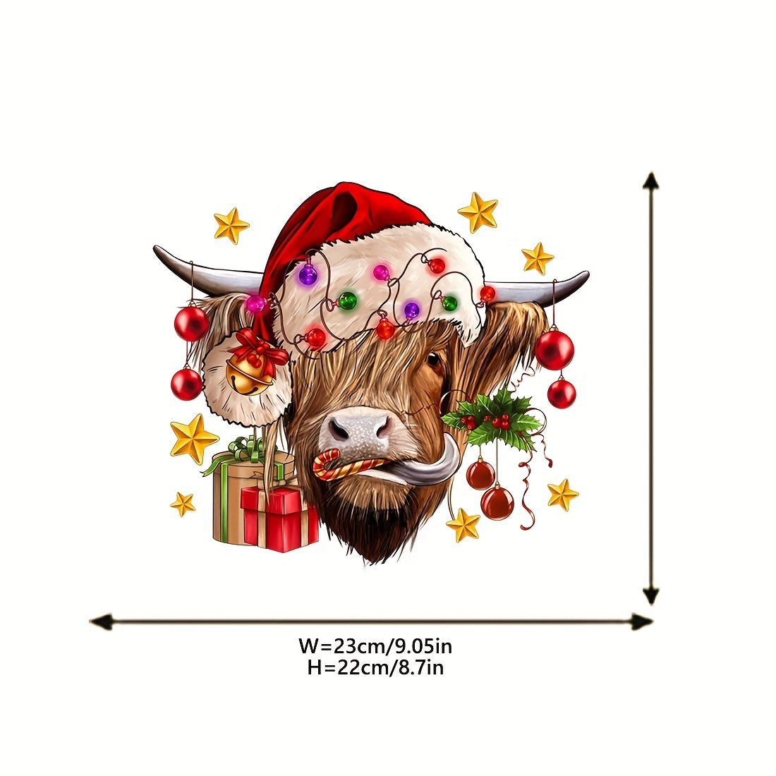 Western Christmas Cow Pattern Iron On Heat Transfer Sticker