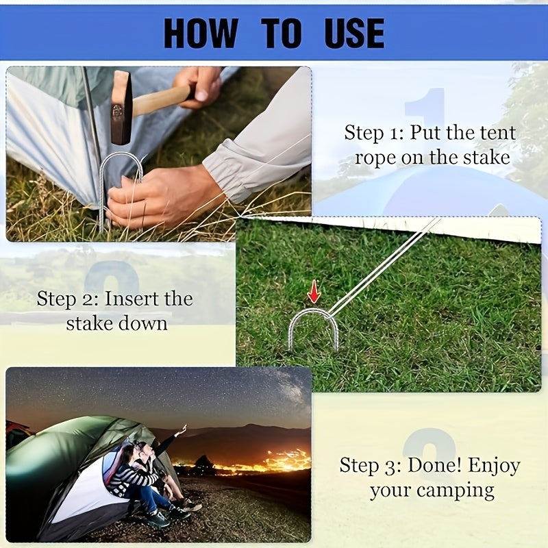 20pcs Trampoline Stakes U Shape Anchor Heavy Duty Metal Anchors