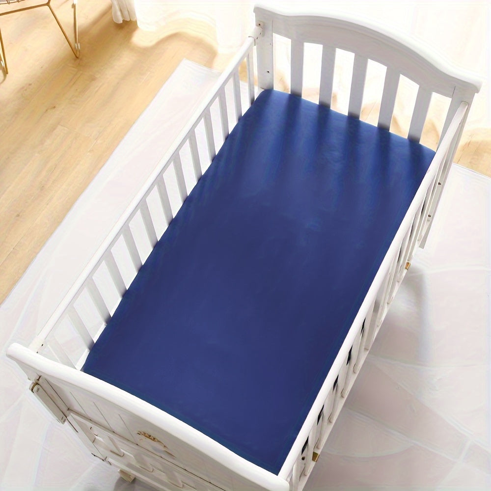 Navy Fitted Crib Sheet for Kids, Soft Polyester Mattress Protector