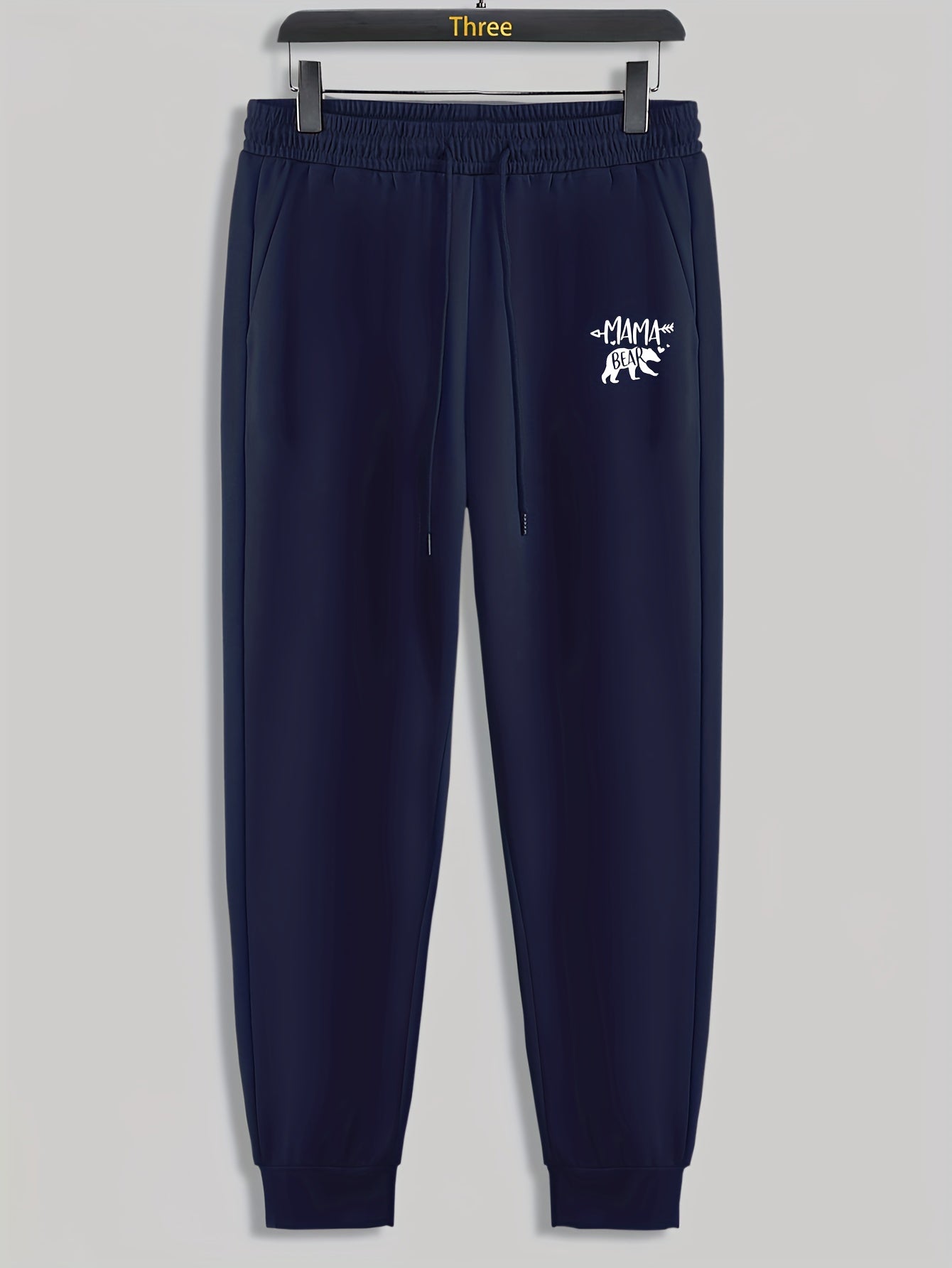 Bear Letter Mama Print Men's Pants Drawstring Sweatpants