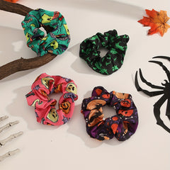 4pcs Halloween Scrunchies Hair Tie Ghost Face Pumpkin Pattern Hair Rope