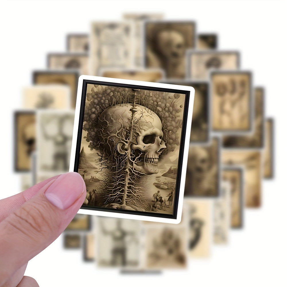 10pcs Gothic Stickers Reusable PVC Decals Skulls Roses Mixed Colors