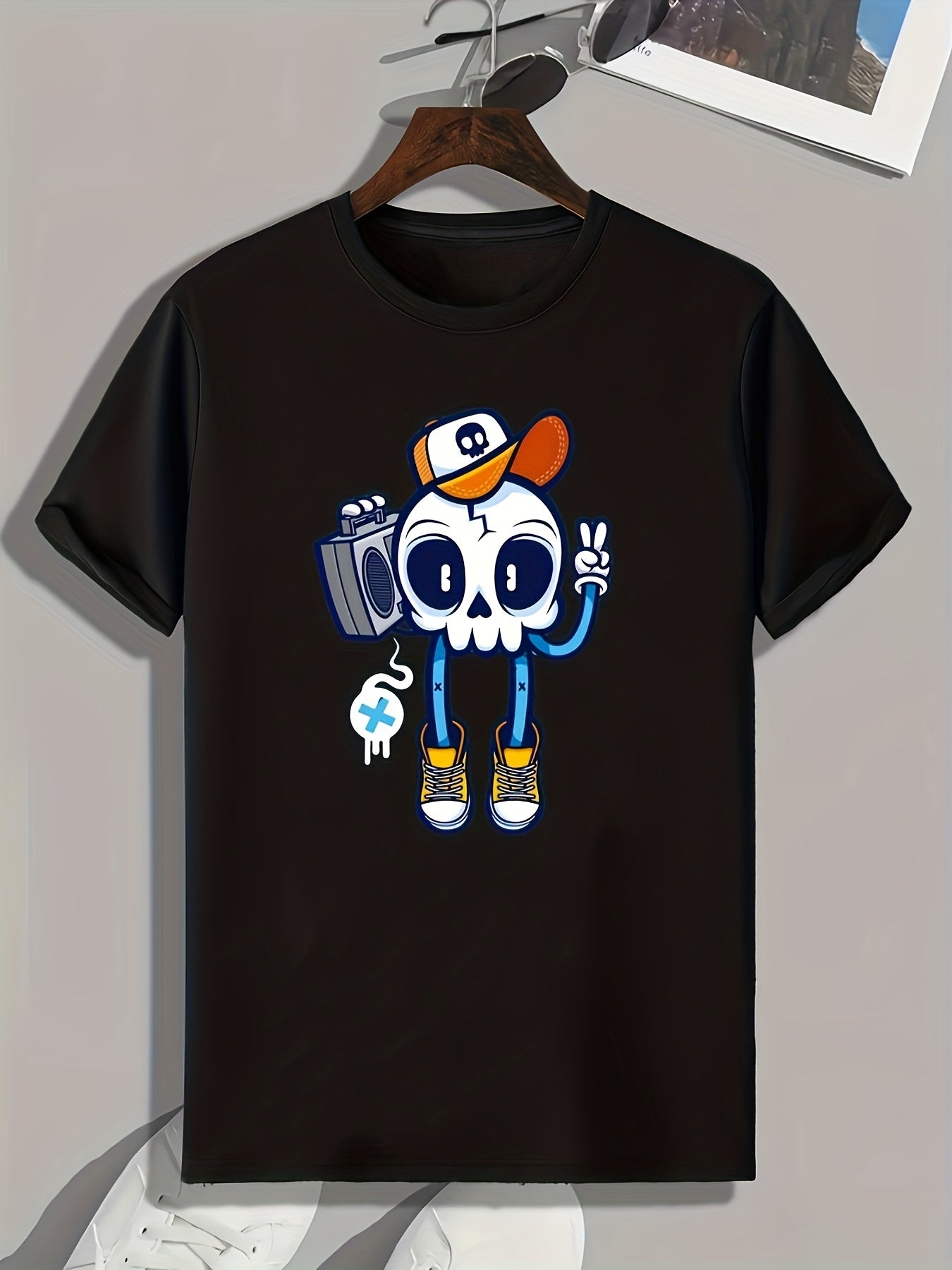 Skull Print Men's Graphic T-shirt Casual Comfy Tee