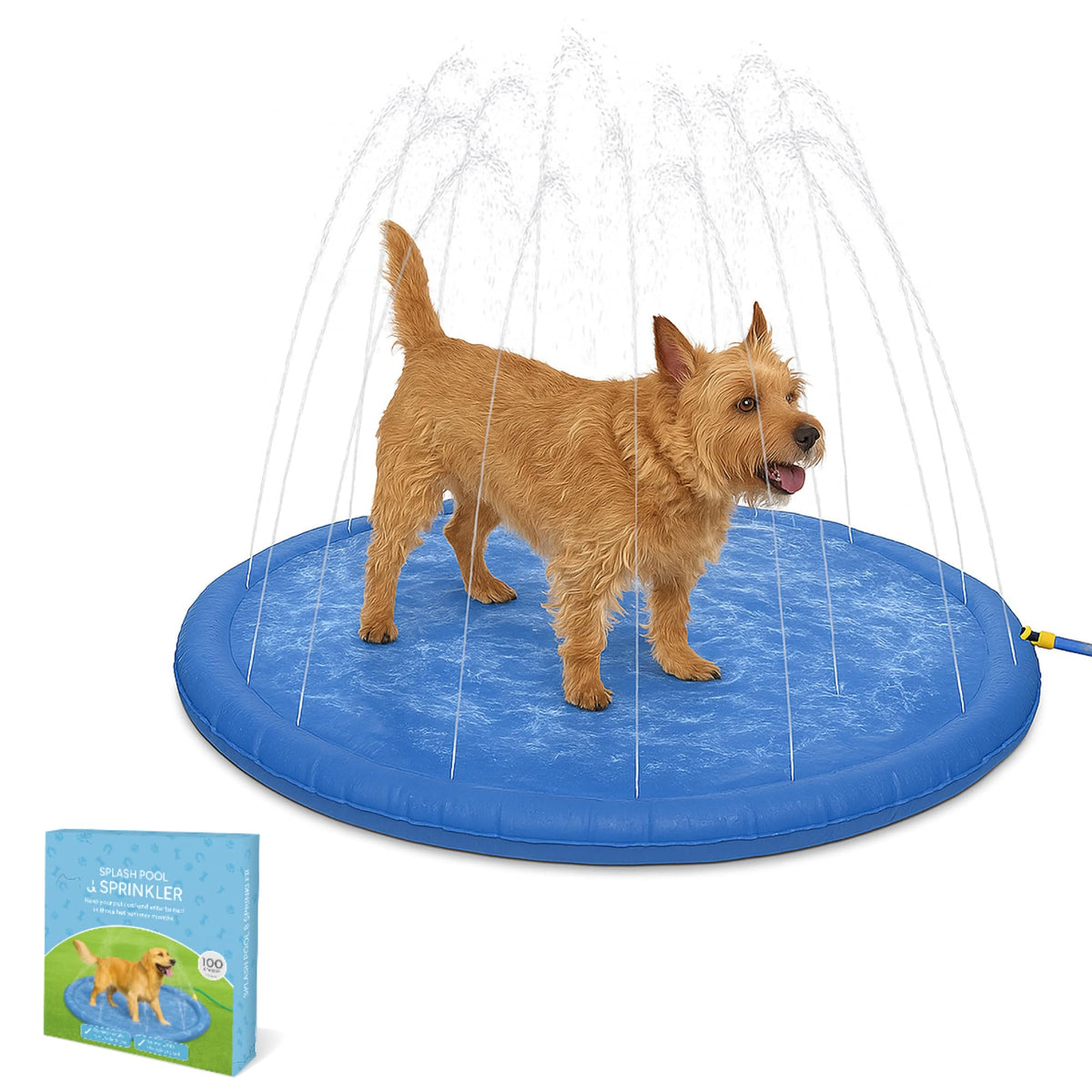 Lizzy Pet Splash Pool & Sprinkler 39in Summer Cooling Pad for Dogs