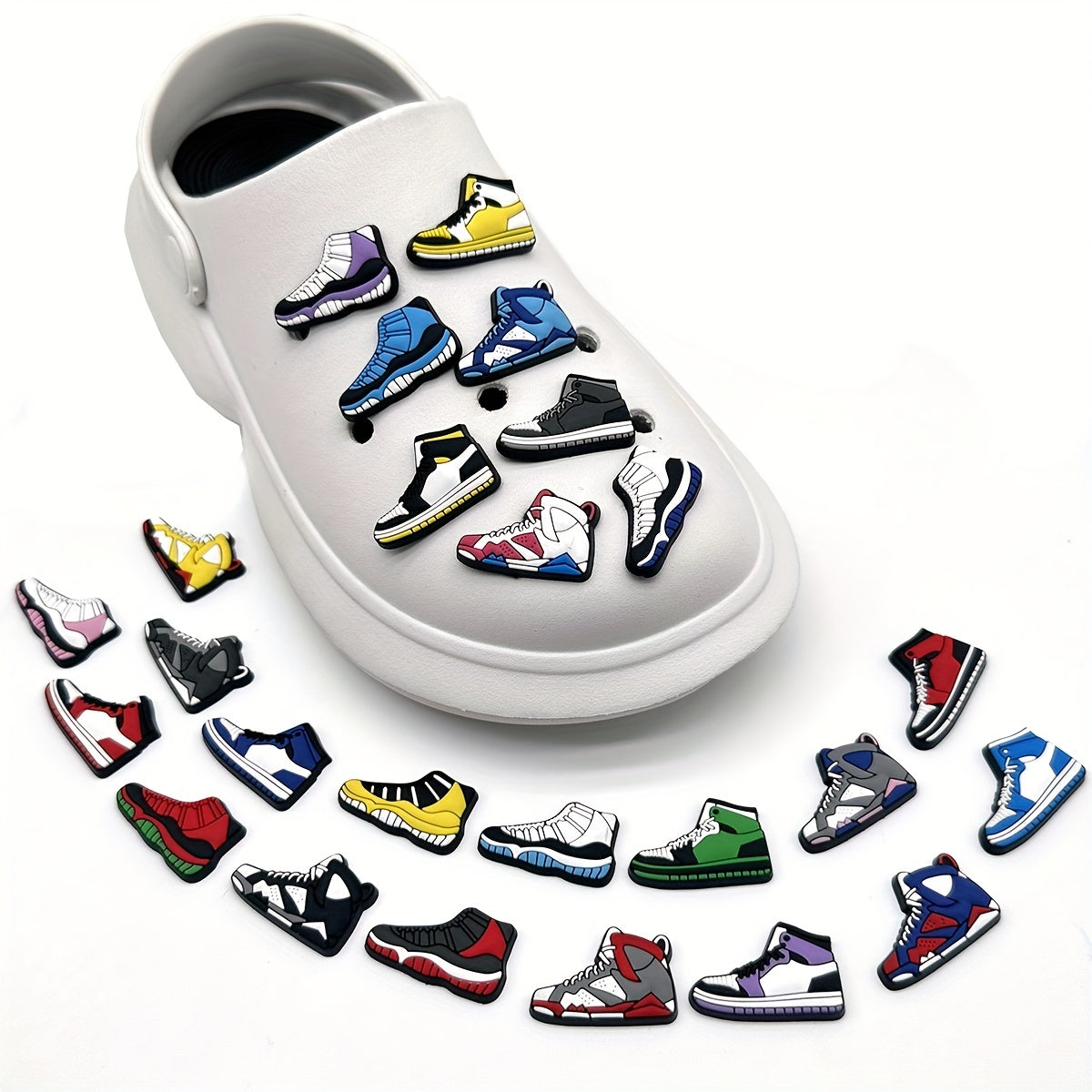 25pcs PVC Basketball Shoe Pattern Charm Buckle Sandal Accessories