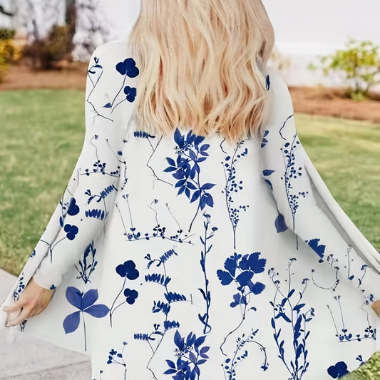 Floral Print Open Front Cardigan