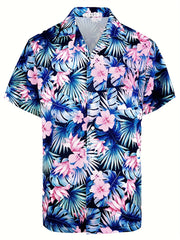 Floral Hawaiian Shirt Men's Casual Button Up Short Sleeve Summer Vacation Resort