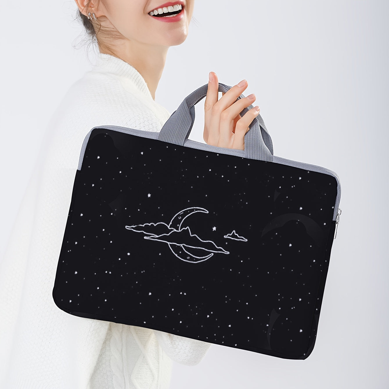 Starry Night Moon Print Laptop Sleeve 14 inch