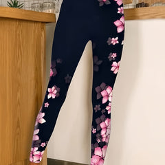  Floral Print High Rise Stretch Leggings