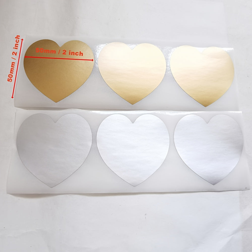 100pcs 50x50mm Heart Scratch Stickers Secret Message Wedding Game