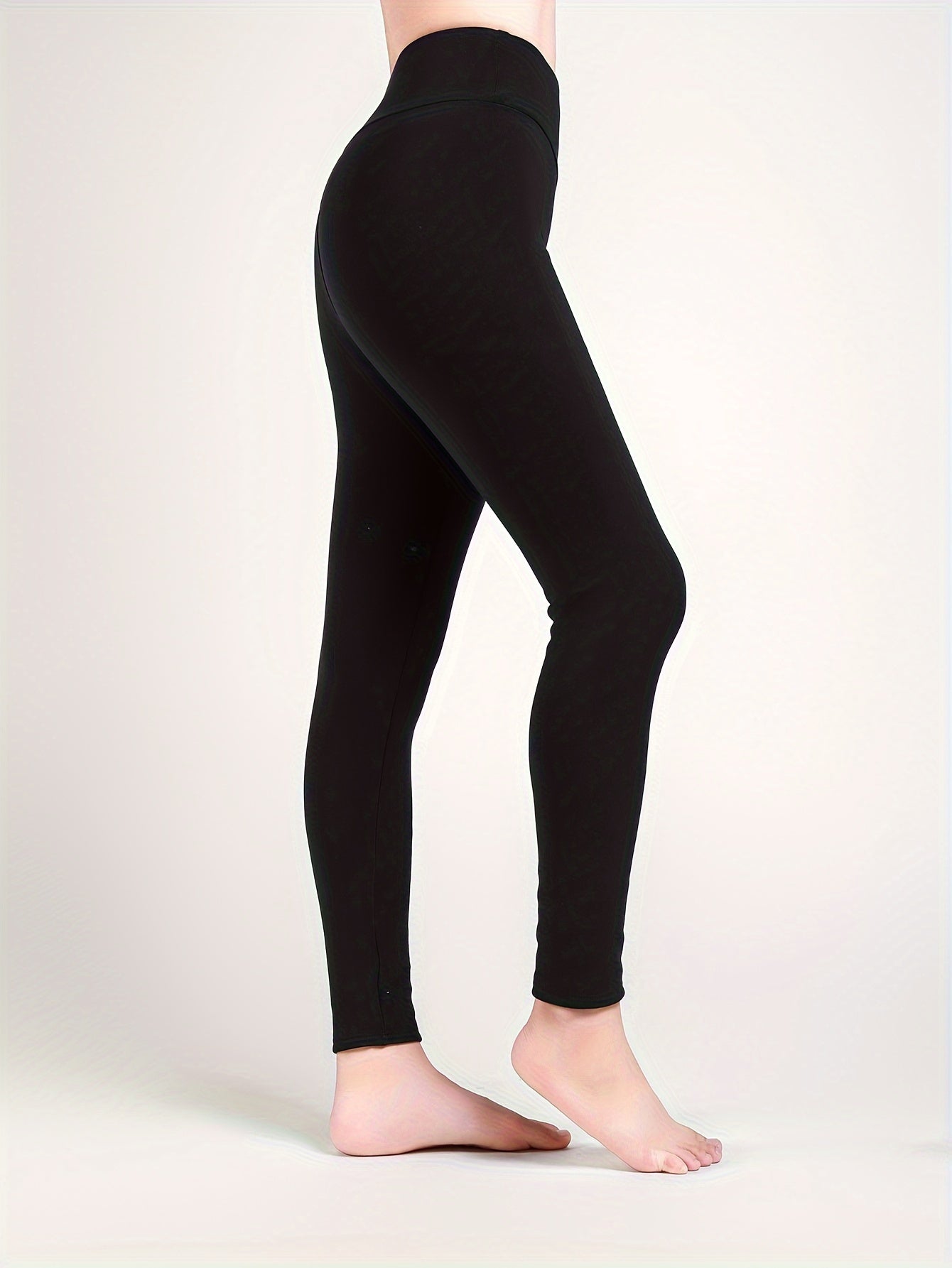 High Stretch Yoga Fleece Leggings High Waist Sports Running Warm Tight Pants