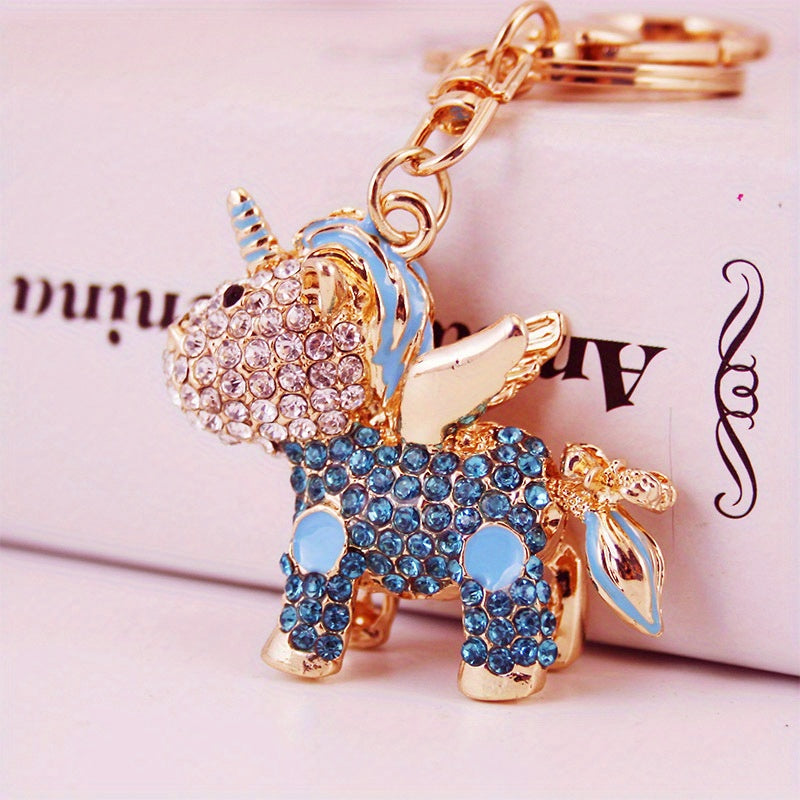 Cartoon Pony Rhinestone Keychain Animal Key Ring Pendant Bag Accessories
