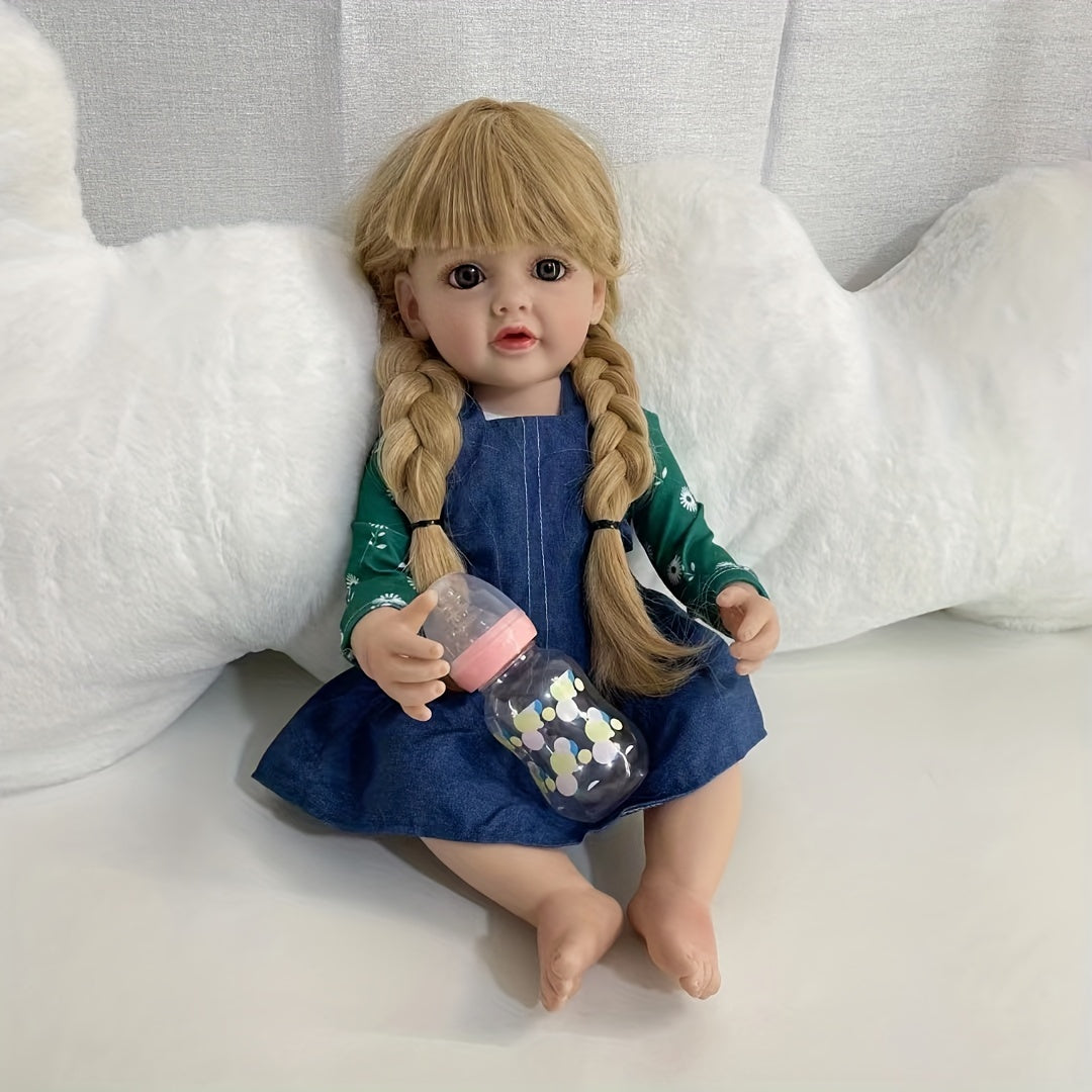55 88 Cm Soft Full Body Enamel Reborn Doll Long Hair for Girl