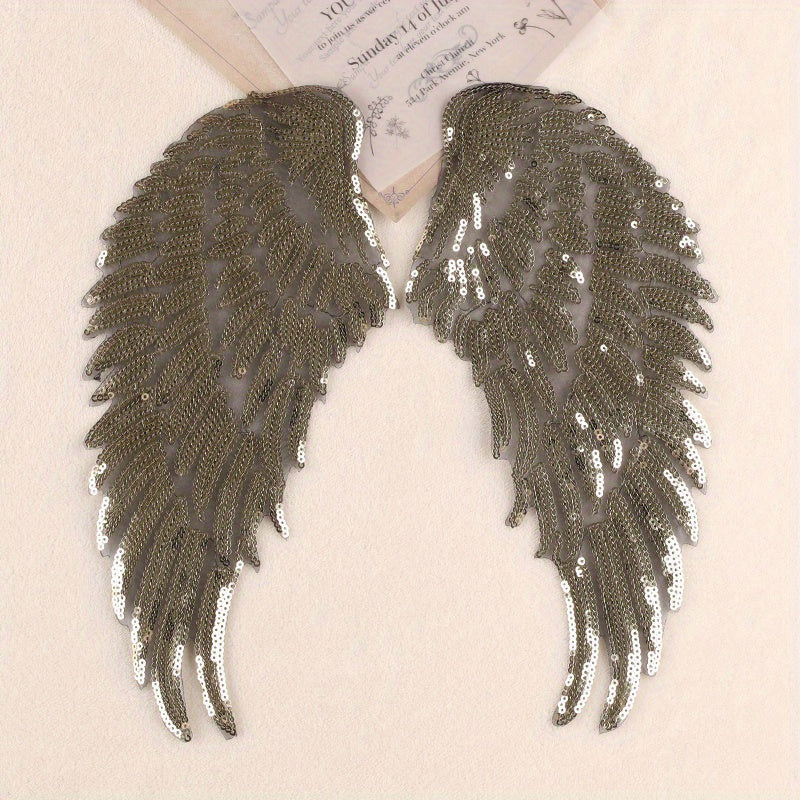 Sequin Wings Iron On Patches Sew On Embroidered Applique Repair Patch DIY Crafts
