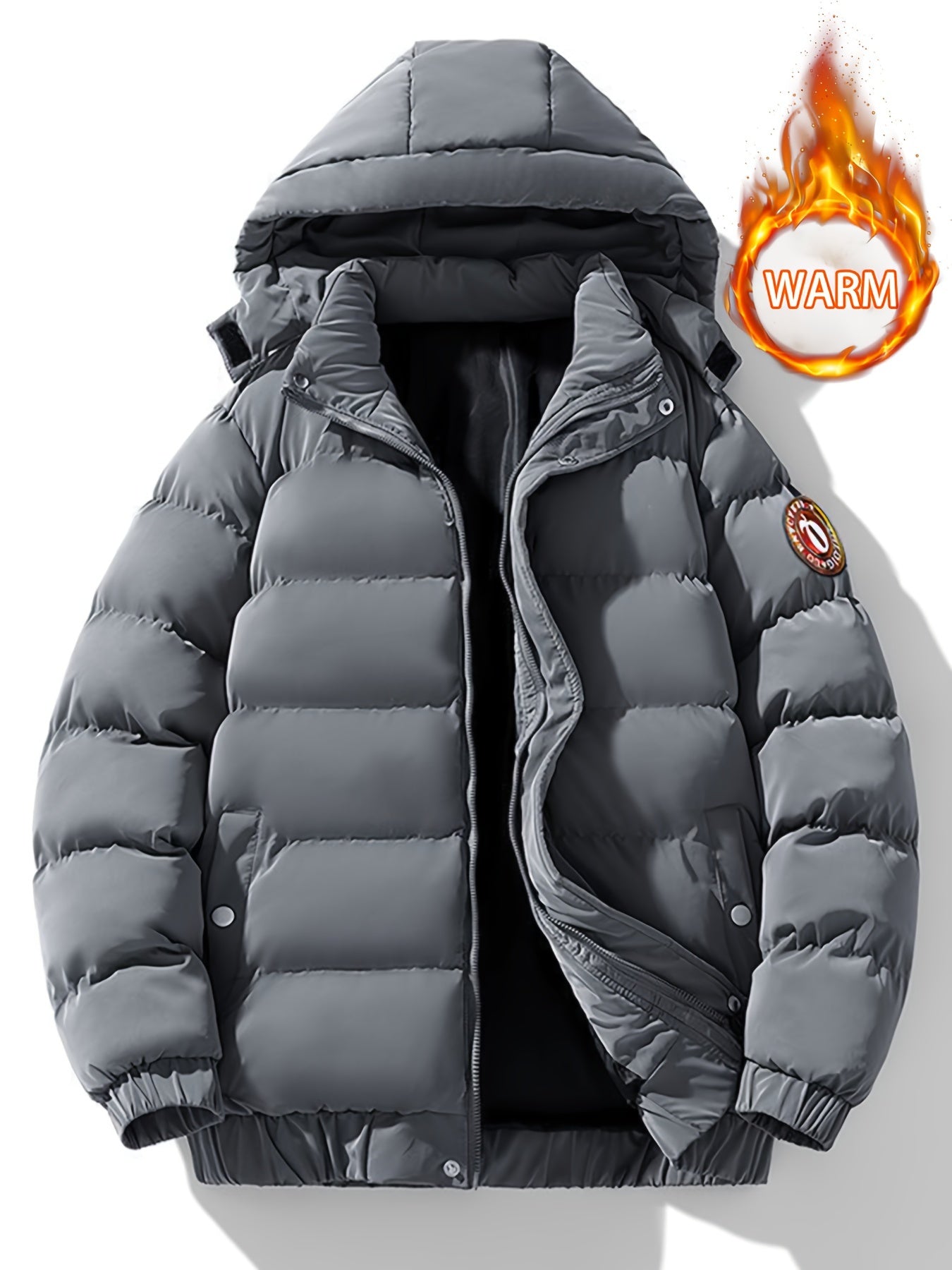 Men's Padded Thick Hooded Coat Thermal Warm Winter Jacket