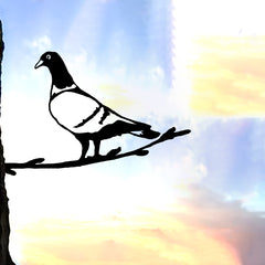 Iron Carrier Pigeon Tree Trunk Stake Fence Decor