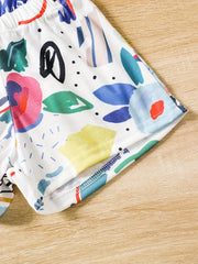 Toddler Girls Graffiti Sleeveless Rompers for Beach Vacation