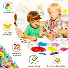Halloween Party Rainbow Rubber Band Braided Leather Bracelet Set