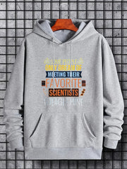 Men's Scientists Print Hoodie Casual Drawstring Sweatshirt