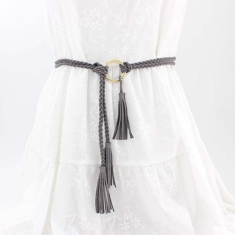 Braided Waist Rope Dress Skirt Decorative Thin Belt Female Knot Belt