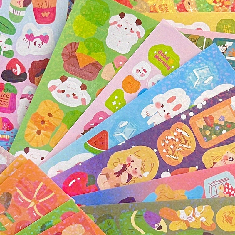 100pcs Random Laser Card Stickers Creative Diy Cartoon Stickers