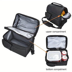 Dual Compartment Lunch Bag Reusable Insulated Tote Leak Proof Lunch Box