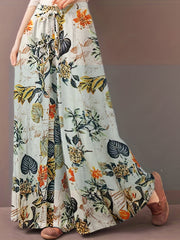  Women's Floral Print Wide Leg Pants