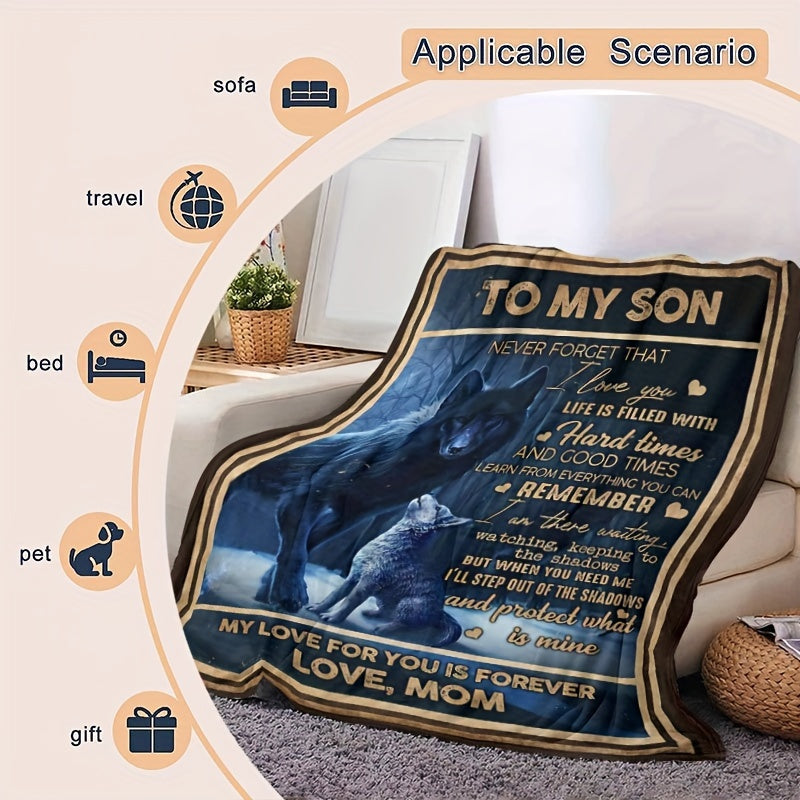 Printed Wolf Pattern Blanket Soft And Comfortable Home And Camping Gift