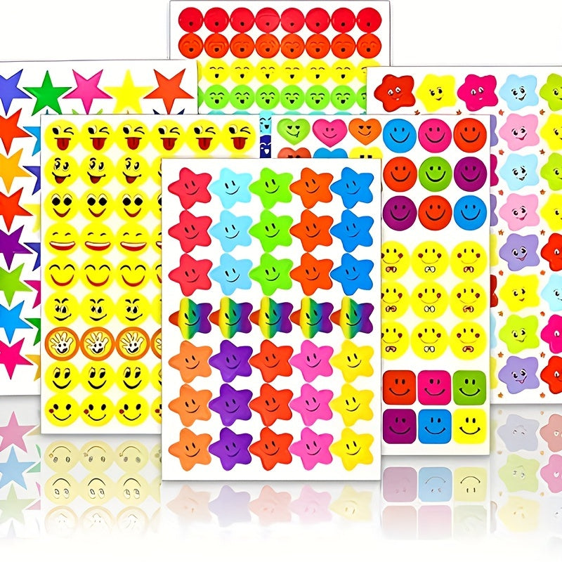 6pcs Kids Reward Stickers Happy Face Self-adhesive Label Stickers