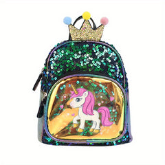 Kids Sequin Unicorn Crown Backpack for School