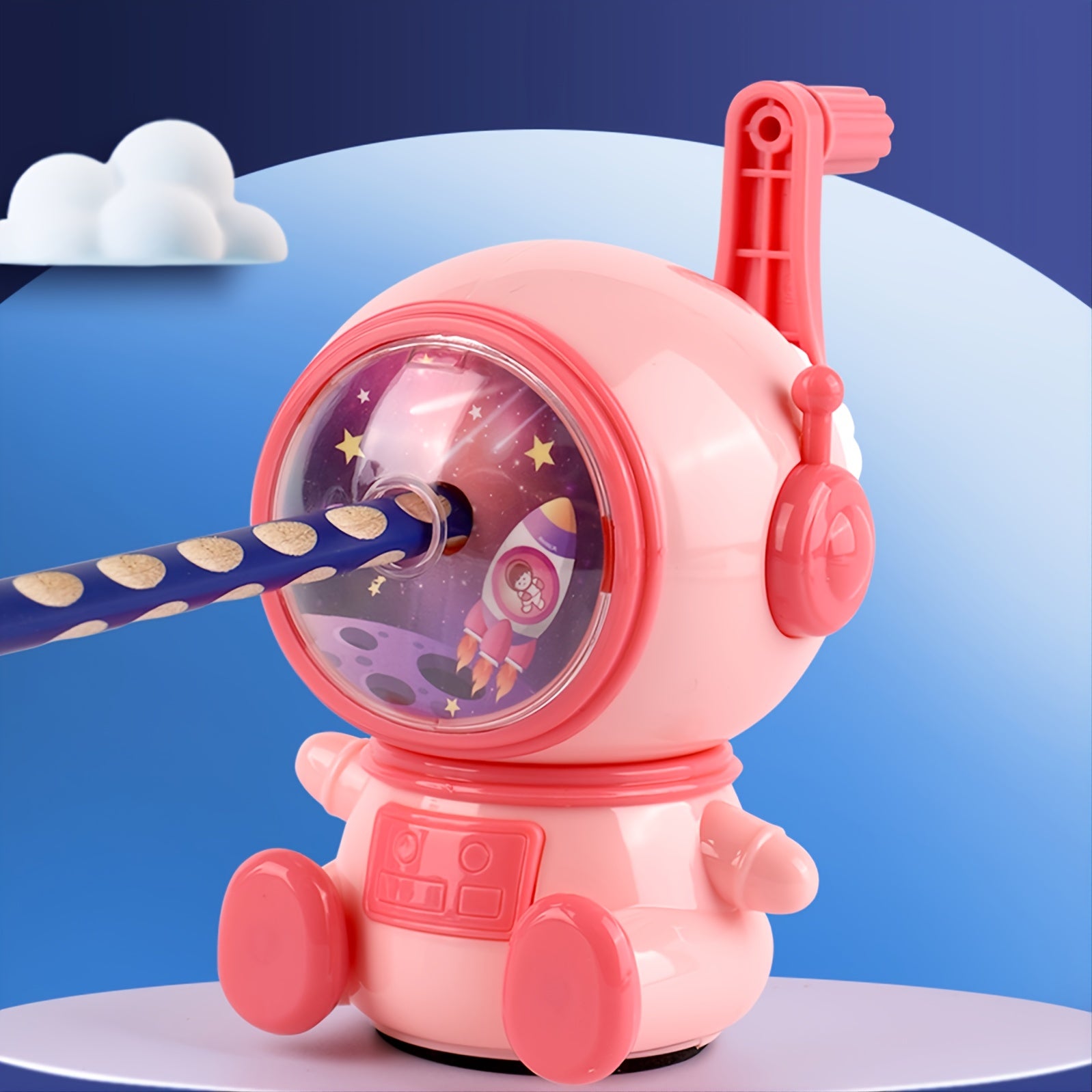 Astronaut Cartoon Pencil Sharpener Hand Crank Manual Sharpener