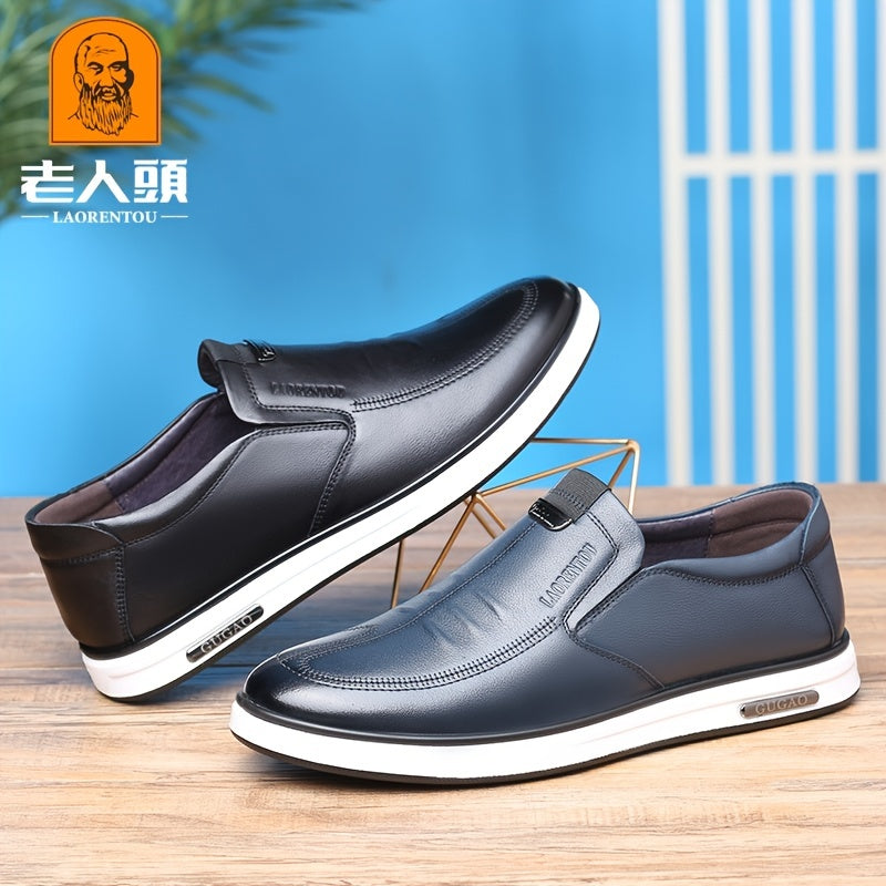 LAORENTOU Men's Leather Slip On Oxfords