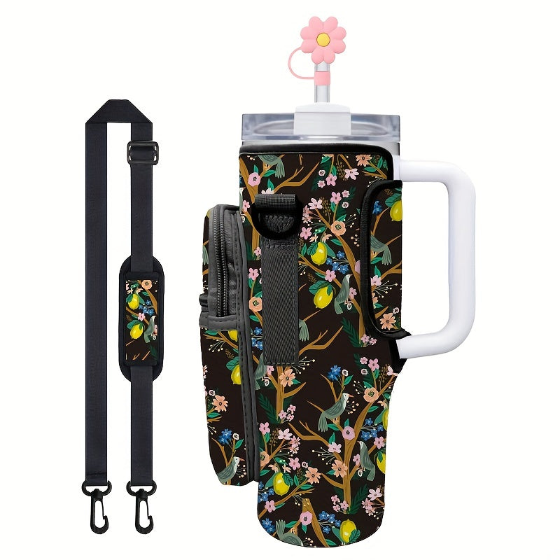 40Oz Ice Tumbler Cup Cover with Pocket and Adjustable Strap