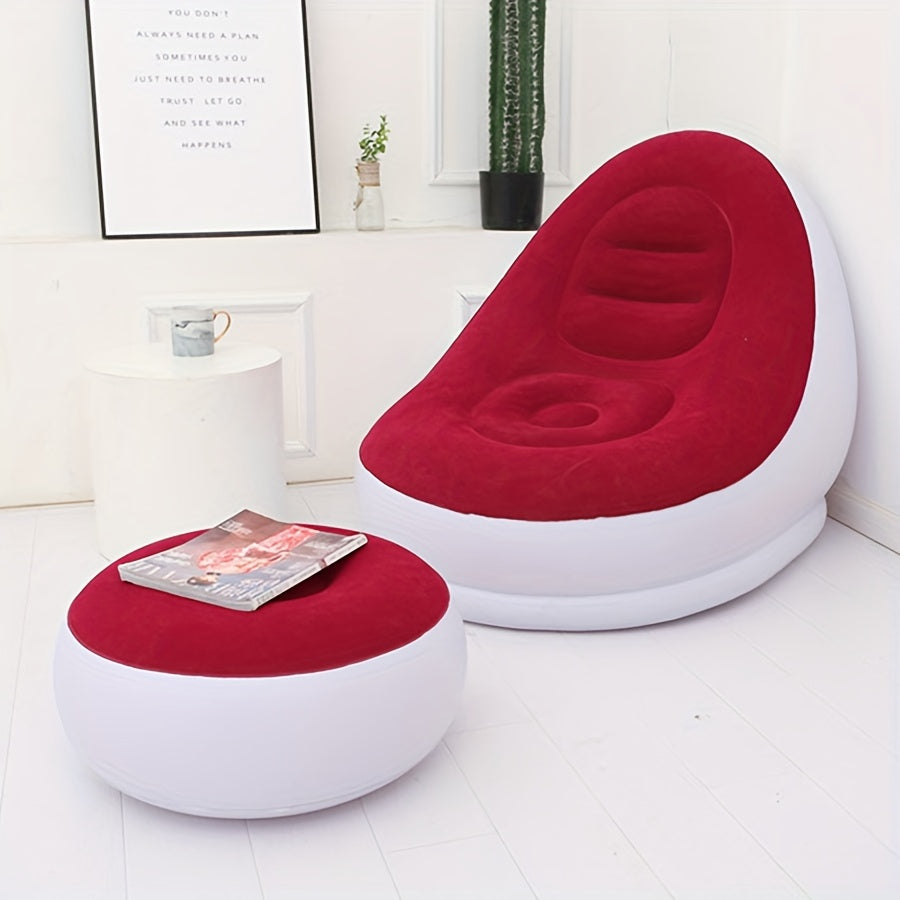Portable Inflatable Single Sofa Set PVC Flocking Comfortable Lazy Sofa