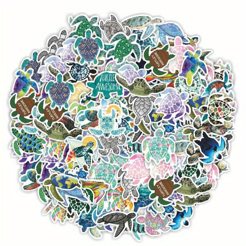 50pcs Waterproof Turtle Stickers for Laptops Students and More