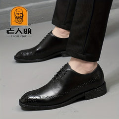 Men's Leather Lace Up Brogue Style Dress Shoes