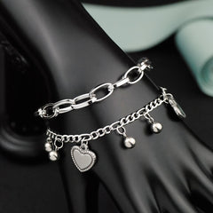 Men's Double Layer Bracelet with Heart Pendant