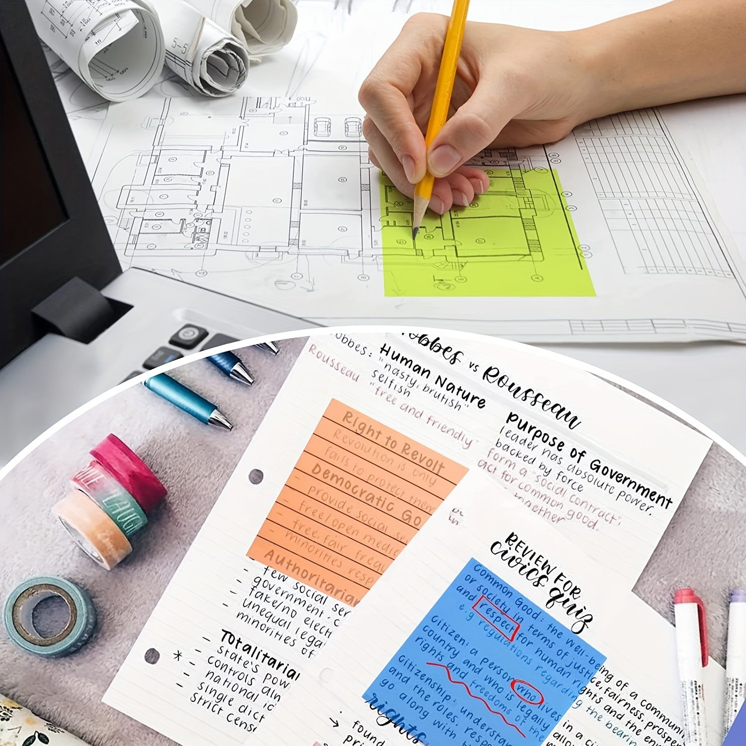 30 Page Transparent Sticky Notes - Waterproof & Writable