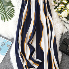 Women's Plus Striped Print Wide Leg Trousers