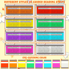 8pcs Guided Reading Strips Colored Highlight Strips For Dyslexia Reading Tools