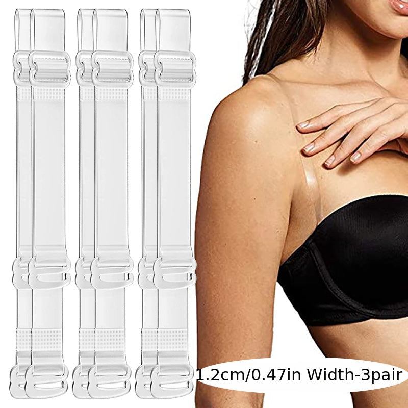 3 Pairs Clear Bra Straps Non Slip Adjustable Shoulder Straps